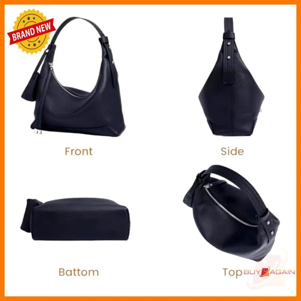 Genuine Leather Hobo Crossbody Bag with Adjustable Strap